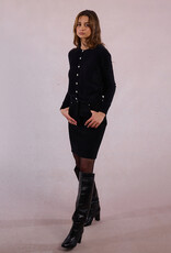 Molly Bracken Marcy Fuzzy Knit Cardigan in Black