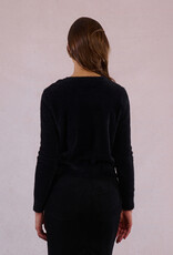 Molly Bracken Marcy Fuzzy Knit Cardigan in Black