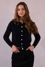Molly Bracken Marcy Fuzzy Knit Cardigan in Black