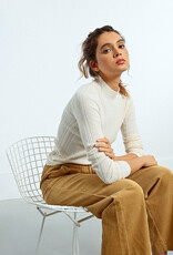 Molly Bracken Jakki Long Sleeve Sparkle Top in Ecru