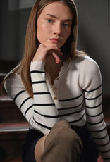 Molly Bracken Marie Knit Henley with Scallop Detail