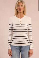 Molly Bracken Marie Knit Henley with Scallop Detail