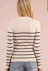 Molly Bracken Marie Knit Henley with Scallop Detail