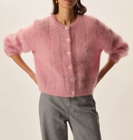 Des Petits Hauts Des Petits Hauts - Chouette Mohair and Merino Cardigan in Pommette Pink