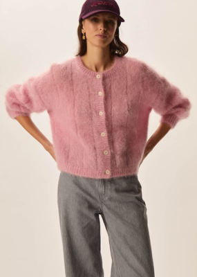 Des Petits Hauts Des Petits Hauts - Chouette Mohair and Merino Cardigan in Pommette Pink