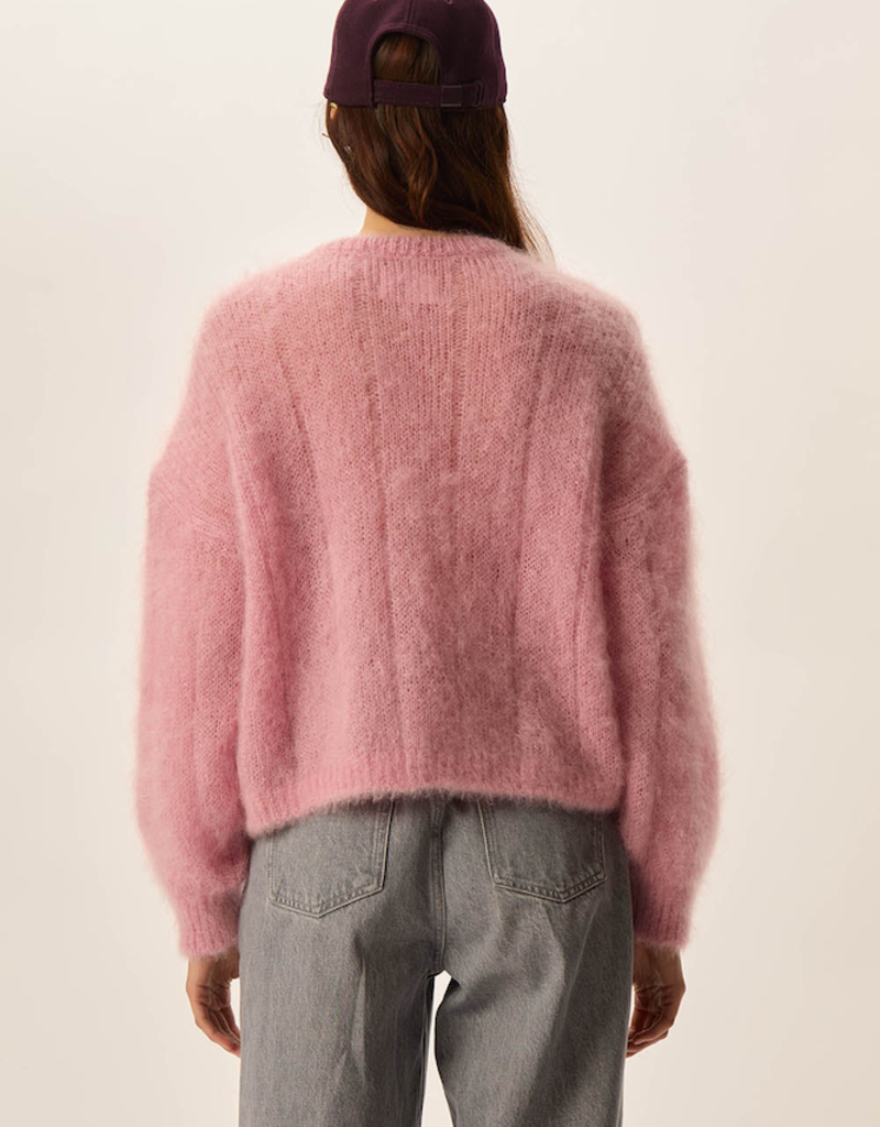 Des Petits Hauts Chouette Mohair and Merino Cardigan in Pommette Pink
