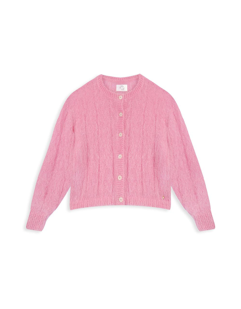 Des Petits Hauts Chouette Mohair and Merino Cardigan in Pommette Pink
