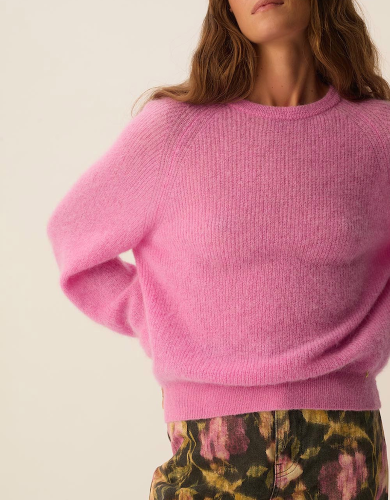 Des Petits Hauts Carlos Mohair Blend Pullover in Lady Pink