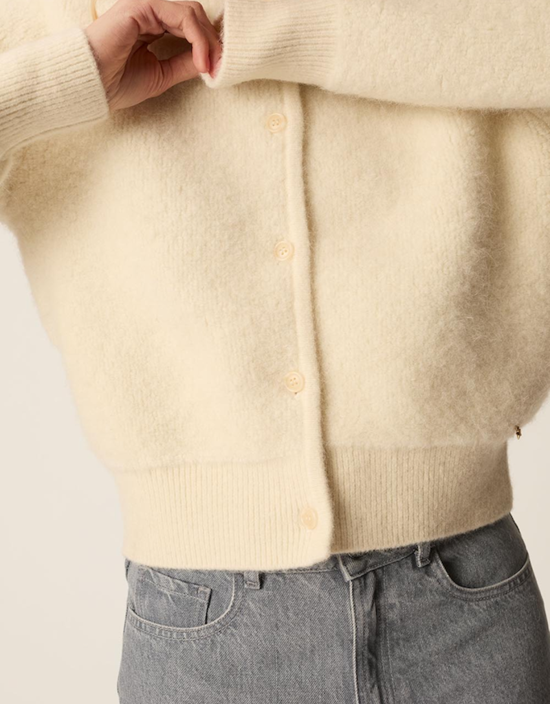 Des Petits Hauts Cumin Knit Bomber Jacket in Crème