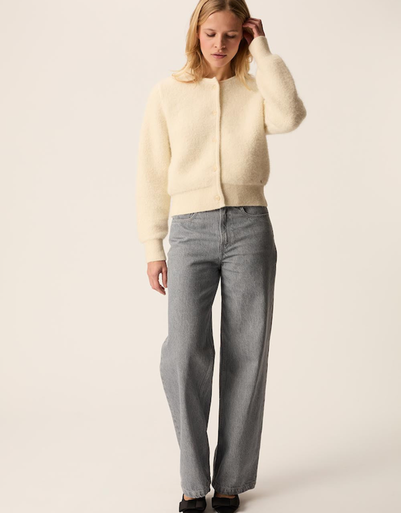 Des Petits Hauts Cumin Knit Bomber Jacket in Crème