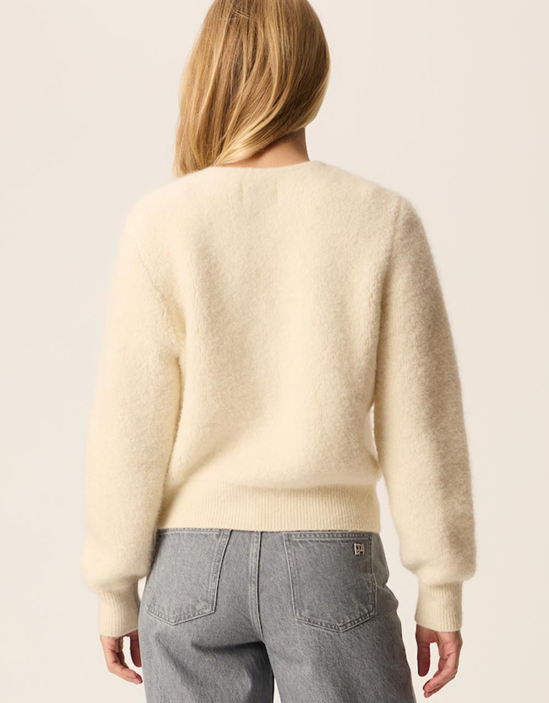 Des Petits Hauts Cumin Knit Bomber Jacket in Crème