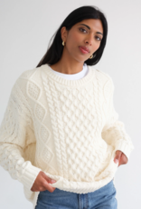 Brunette the Label Irish Cable Knit Oversized Sweater In Cream