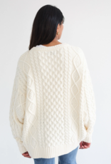 Brunette the Label Irish Cable Knit Oversized Sweater In Cream