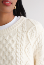 Brunette the Label Irish Cable Knit Oversized Sweater In Cream