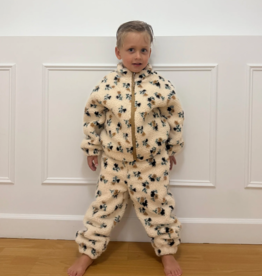Brunette the Label Kids Floral Sherpa in Brown in Cream with Brown