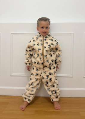Brunette the Label Kids Floral Sherpa in Brown in Cream with Brown