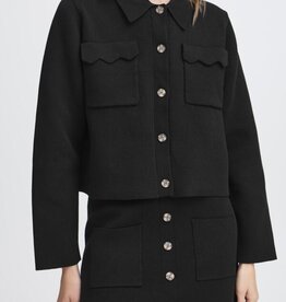 ICHI Ketty Cardi-Coat with Scallop Detail