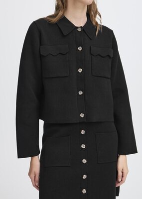 ICHI Ketty Cardi-Coat with Scallop Detail