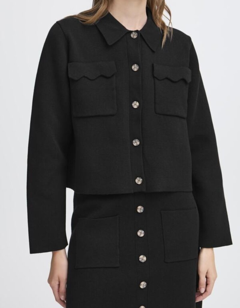 ICHI Ketty Cardigan with Collar and Breast Pocket