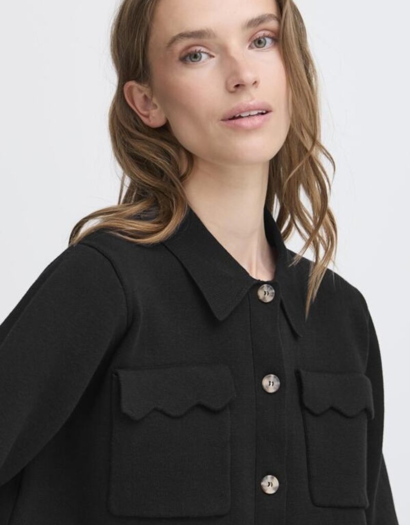 ICHI Ketty Cardigan with Collar and Breast Pocket