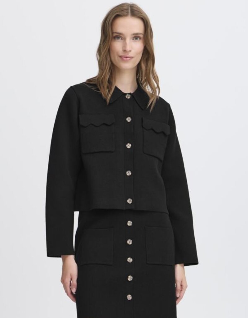 ICHI Ketty Cardigan with Collar and Breast Pocket