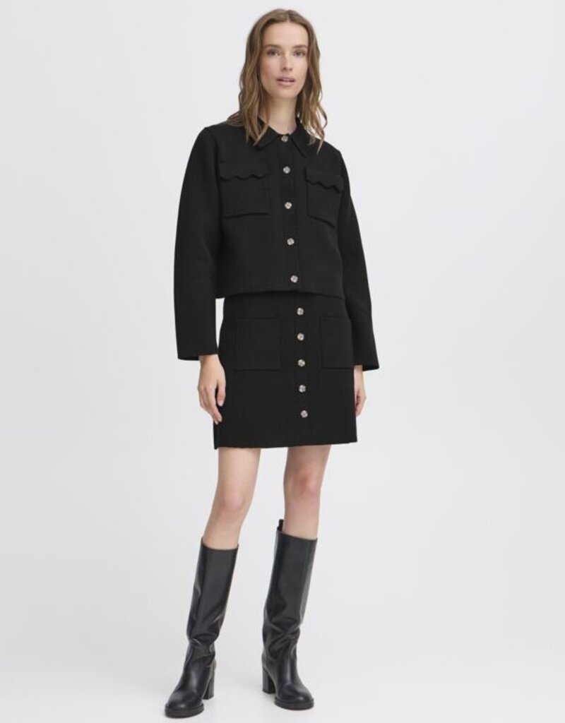 ICHI Ketty Cardigan with Collar and Breast Pocket