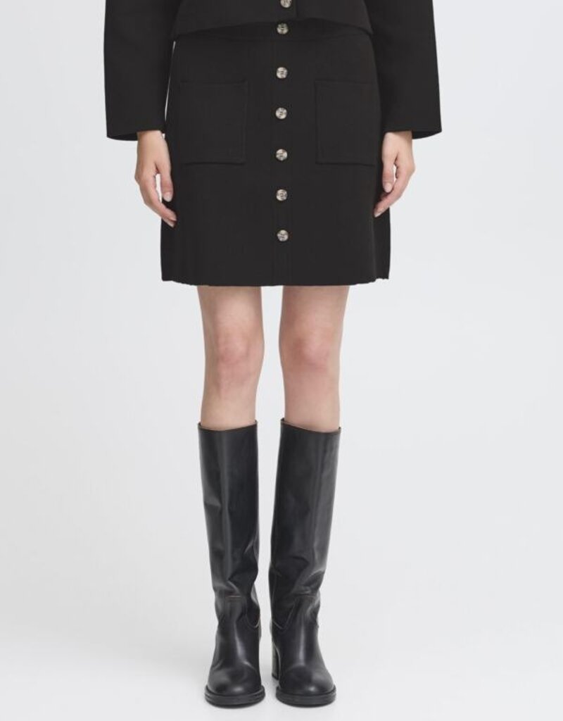 ICHI Ketty Knit Skirt With Buttons