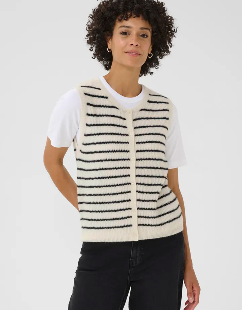 Part Two Primira Waistcoat in Navy Stripe