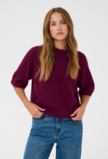 Kaffe Emilie Cropped Knit Pullover in Windsor Wine