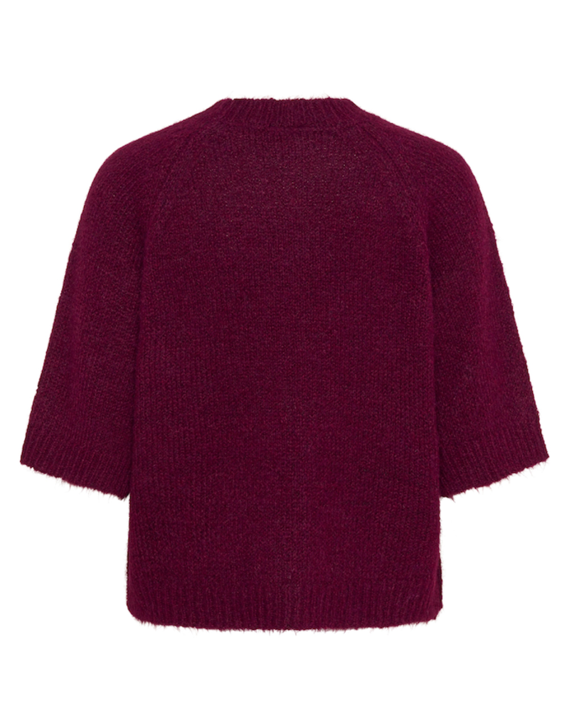 Kaffe Emilie Cropped Knit Pullover in Windsor Wine