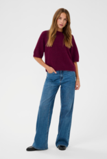 Kaffe Emilie Cropped Knit Pullover in Windsor Wine