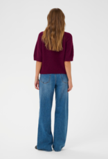 Kaffe Emilie Cropped Knit Pullover in Windsor Wine