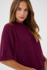 Kaffe Emilie Cropped Knit Pullover in Windsor Wine