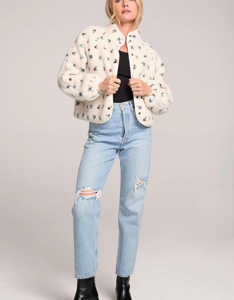 Saltwater Luxe Deeda Fleece Jacket in Natural Floral
