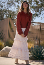 Saltwater Luxe Regan Midi Skirt With Teir Detail in Ivory