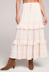 Regan Midi Skirt With Teir Detail in Ivory - Adorn Boutique