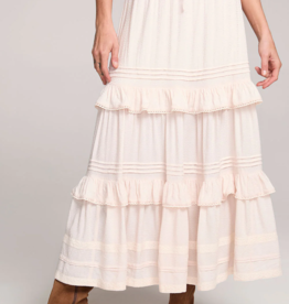 Saltwater Luxe Regan Midi Skirt With Teir Detail in Ivory