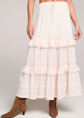 Saltwater Luxe Regan Midi Skirt With Teir Detail in Ivory