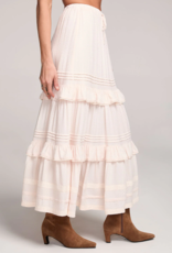 Saltwater Luxe Regan Midi Skirt With Teir Detail in Ivory