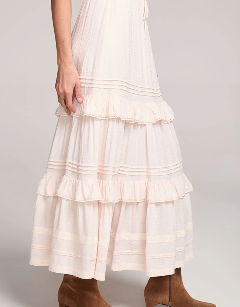 Saltwater Luxe Regan Midi Skirt With Teir Detail in Ivory