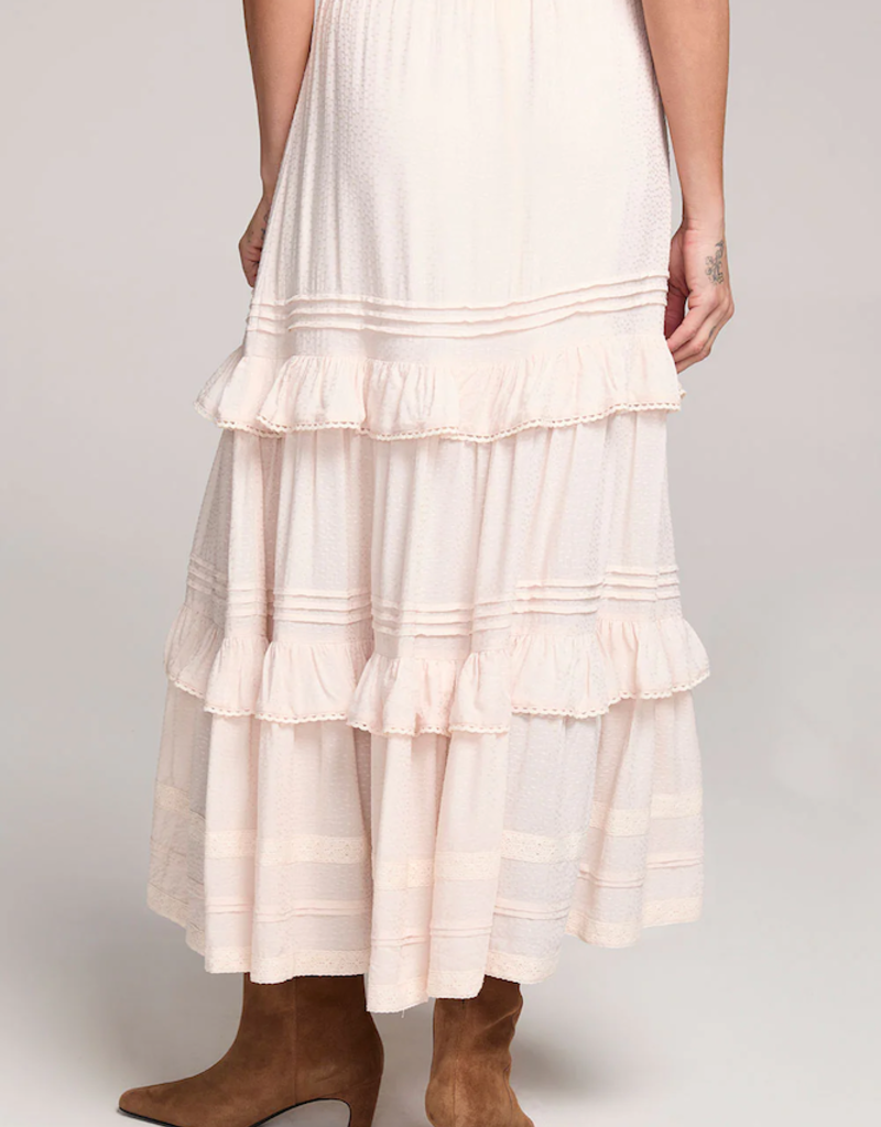 Saltwater Luxe Regan Midi Skirt With Teir Detail in Ivory