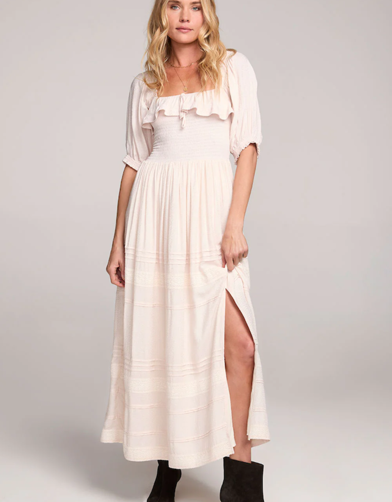 Saltwater Luxe Gabriele Square Neck Midi Dress in Ivory