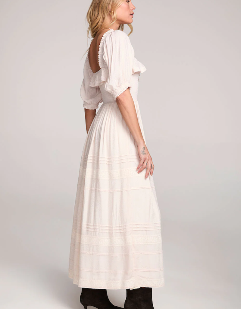 Saltwater Luxe Gabriele Square Neck Midi Dress in Ivory