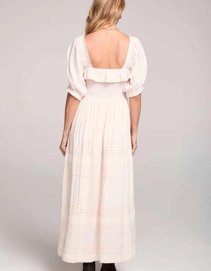Saltwater Luxe Gabriele Square Neck Midi Dress in Ivory