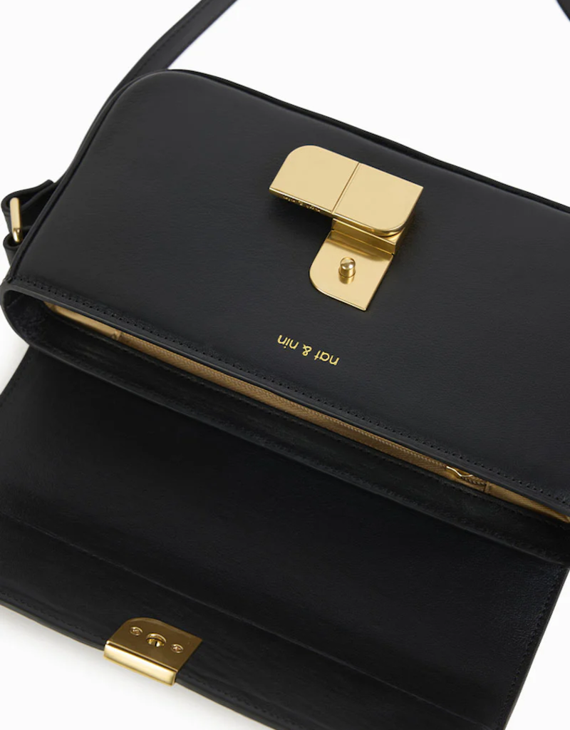 Nat And Nin Alice Bag with Gold Lock - Black