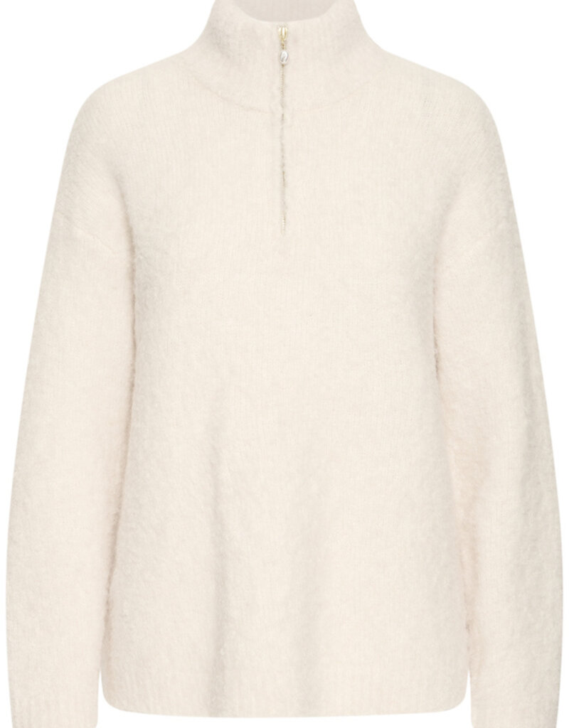 B.Young Omanta Half Zip Jumper In Birch Melange