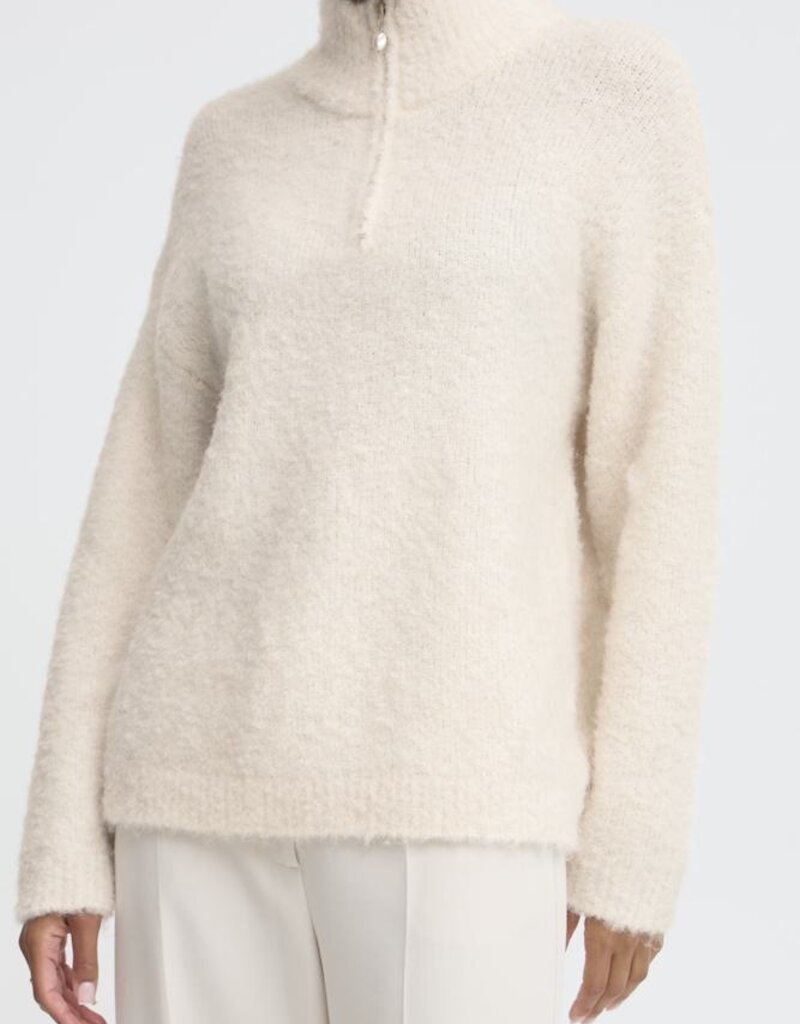 B.Young Omanta Half Zip Jumper In Birch Melange