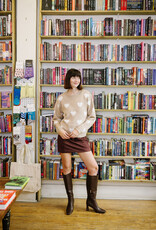 Molly Bracken Winsome Fuzzy Heart Pullover Sweater in Beige