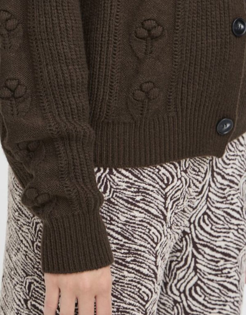 ICHI Mylle Cardigan In Coffee Bean