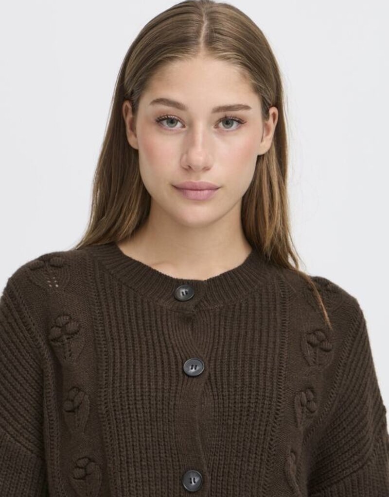 ICHI Mylle Cardigan In Coffee Bean (Brown)